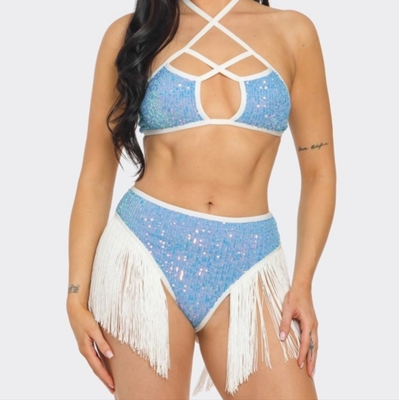 Other - NEW NET Blue Sequin Fringe Festival Set, Cowgirl Costume Set, Western Fringe Set